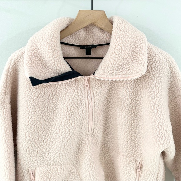 J. Crew Polartec 1/4 Zip Teddy Sherpa Pullover In Blush Pink Size Small - Picture 3 of 6